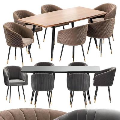 LM 7305 DINING CHAIR AND CURVE TABLE